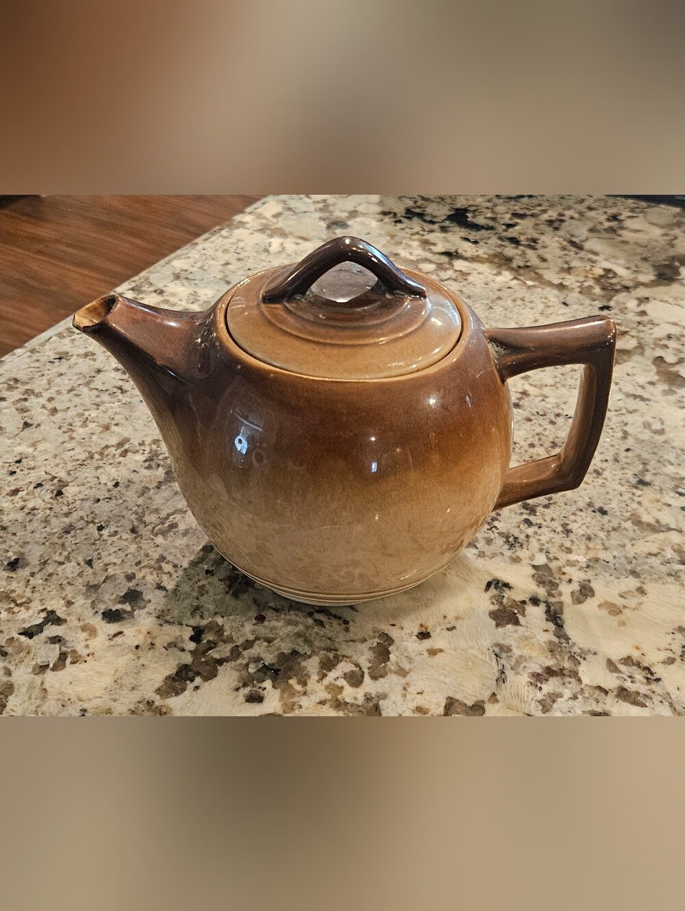 McCoy Vintage Brown Glazed Ceramic Teapot - Classic Round Design